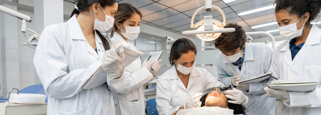dental instructor and students