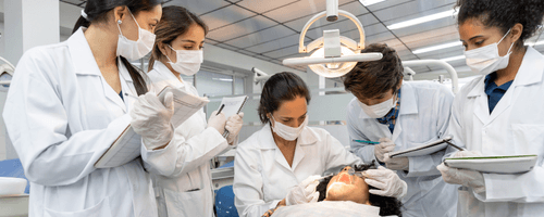 dental instructor and students